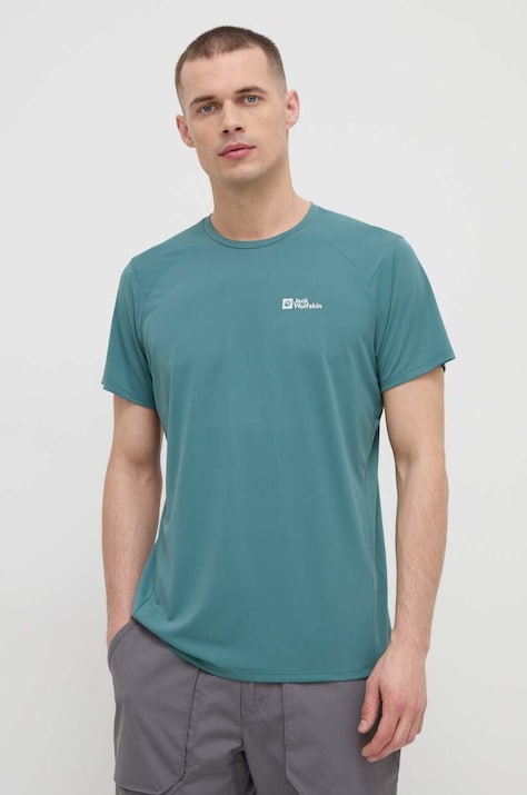 Jack Wolfskin tricou sport Prelight Trail culoarea verde, neted