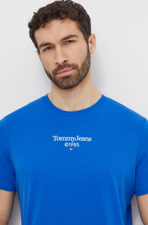 Tommy Jeans t-shirt bawełniany męski kolor niebieski z nadrukiem DM0DM18569