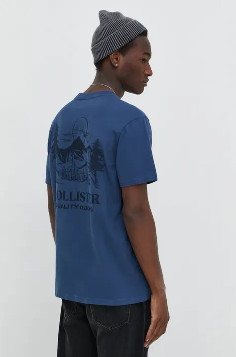 Hollister Co. t-shirt bawełniany męski kolor granatowy z aplikacją