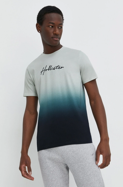 Hollister Co. t-shirt bawełniany męski kolor zielony wzorzysty