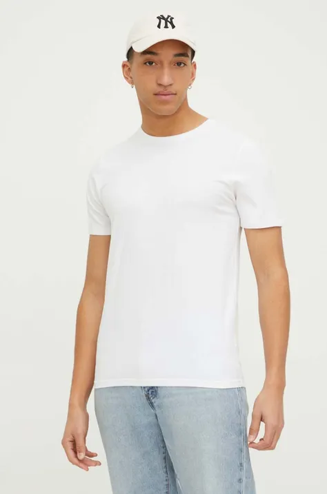 Bavlnené tričko Hollister Co. pánsky, biela farba, jednofarebný