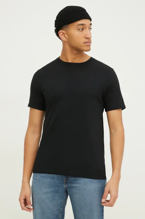 Pamučna majica Hollister Co. za muškarce, boja: crna, bez uzorka