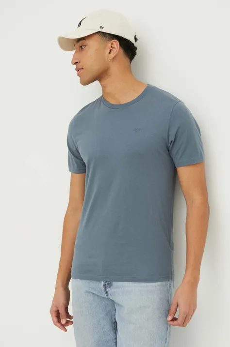 Hollister Co. t-shirt bawełniany męski kolor niebieski gładki