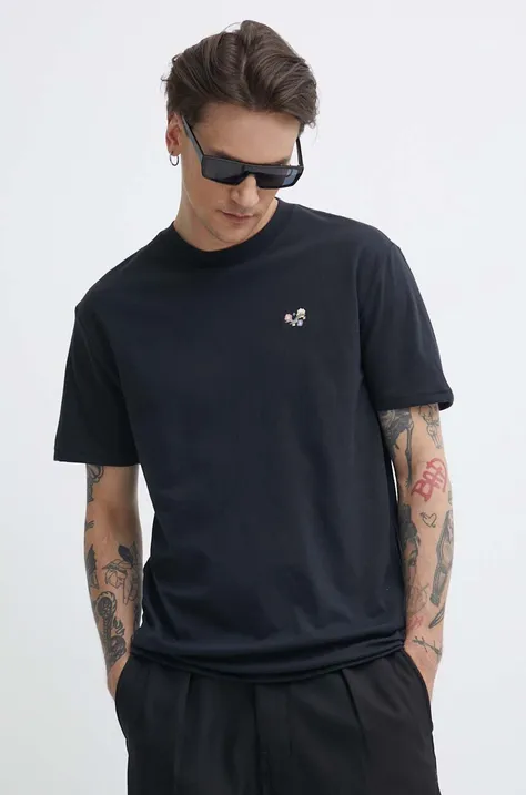Majica kratkih rukava Hollister Co. za muškarce, boja: crna, s aplikacijom
