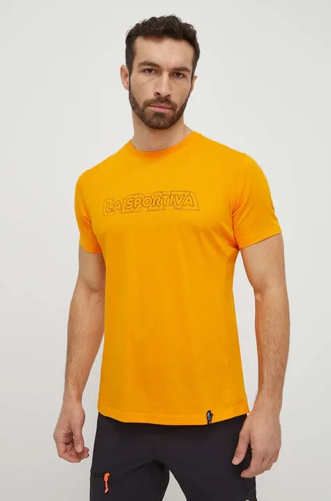 LA Sportiva t-shirt Outline narancssárga, férfi, nyomott mintás, F28102102