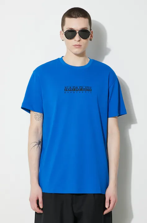 Памучна тениска Napapijri S-Box Ss 4 в синьо с принт NP0A4H8SB2L1