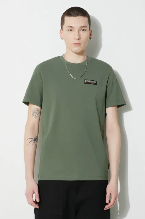 Bavlnené tričko Napapijri S-Iaato pánsky, zelená farba, jednofarebný, NP0A4HFZGAE1