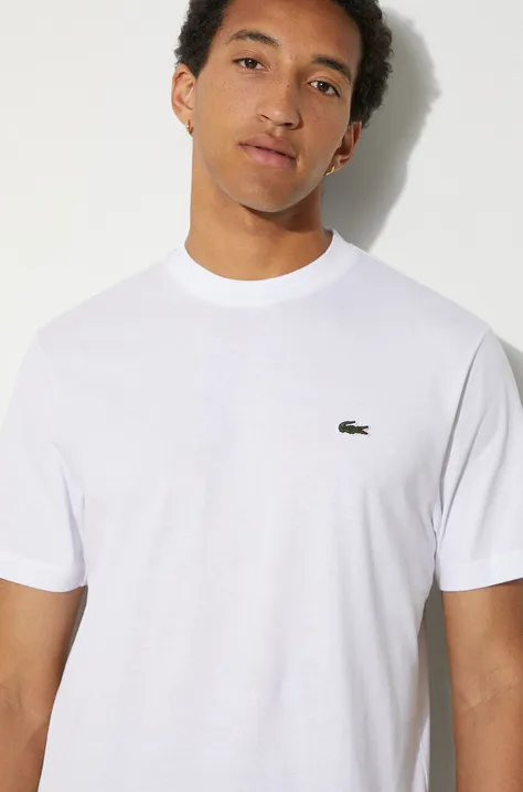 Βαμβακερό μπλουζάκι Lacoste ανδρικά, χρώμα: άσπρο