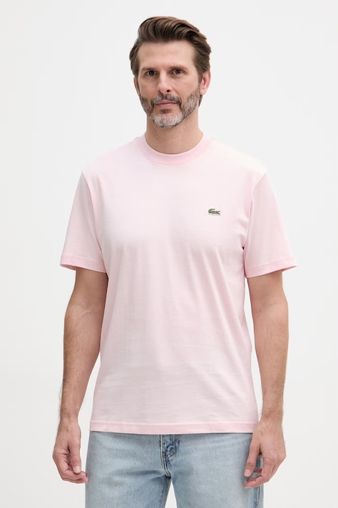 Lacoste T-shirt basic męski bawełniany różowy TH7318