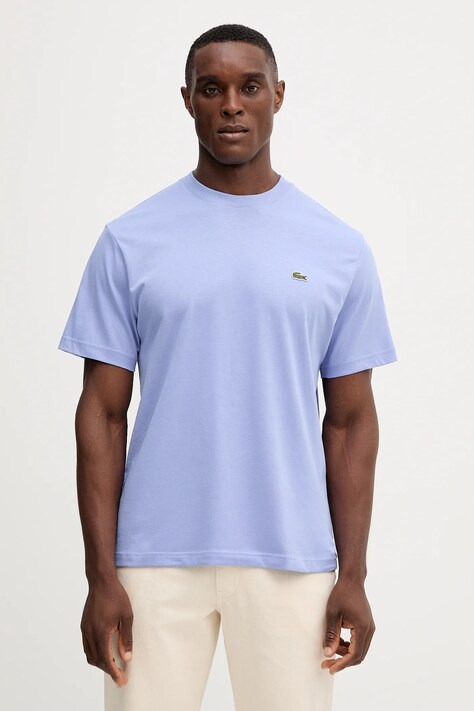 Lacoste tricou din bumbac culoarea bleumarin, uni, TH7318