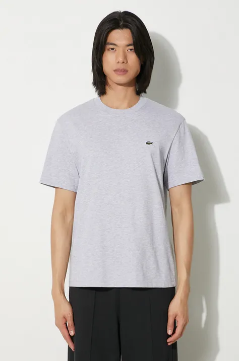Хлопковая футболка Lacoste мужской цвет серый однотонный