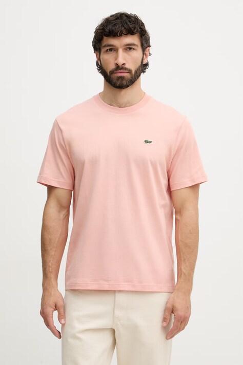 Lacoste T-shirt basic męski bawełniany różowy TH7318