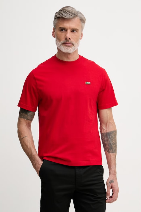 Lacoste T-shirt basic męski bawełniany czerwony TH7318