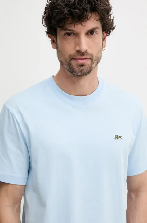 Lacoste cotton t-shirt men’s blue color smooth TH7318