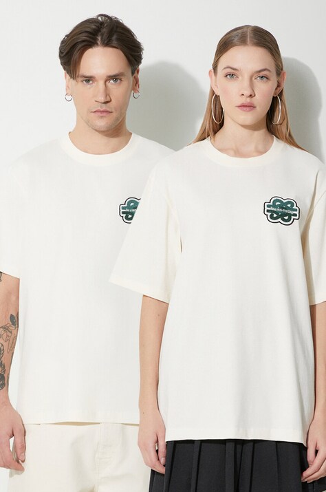Filling Pieces t-shirt in cotone T-shirt Gowtu uomo colore beige con applicazione 74433929936