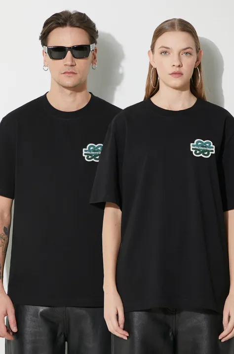 Памучна тениска Filling Pieces T-shirt Gowtu в черно с апликация 74433921861