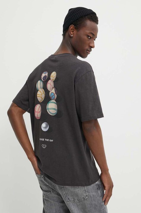 Бавовняна футболка Filling Pieces T-shirt Petanque чоловіча колір сірий з принтом 74434031268