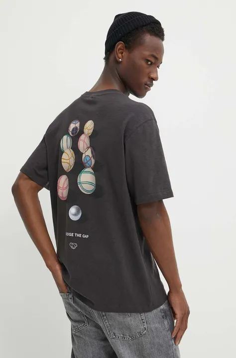 Pamučna majica Filling Pieces T-shirt Petanque za muškarce, boja: siva, s tiskom, 74434031268