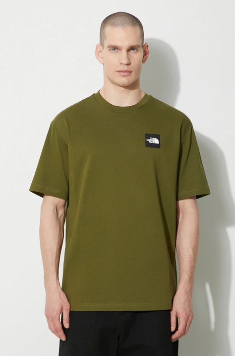 Bavlněné tričko The North Face M Nse Patch S/S Tee zelená barva, s aplikací, NF0A87DAPIB1