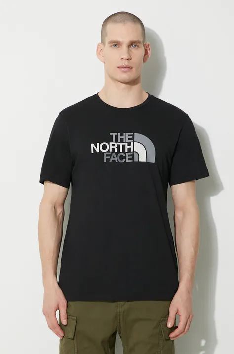 Bavlnené tričko The North Face M S/S Easy Tee pánske, čierna farba, s potlačou, NF0A87N5JK31