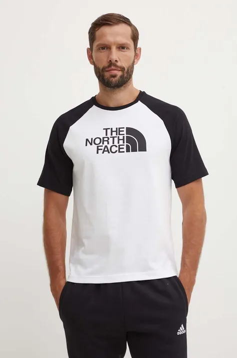 Pamučna majica The North Face M S/S Raglan Easy Tee za muškarce, boja: bijela, s tiskom, NF0A87N7FN41