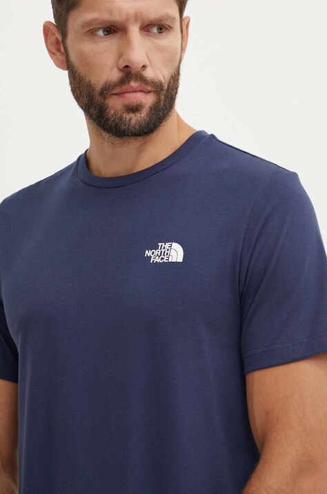 The North Face tricou M S/S Simple Dome Tee bărbați, culoarea bleumarin, cu imprimeu, NF0A87NG8K21