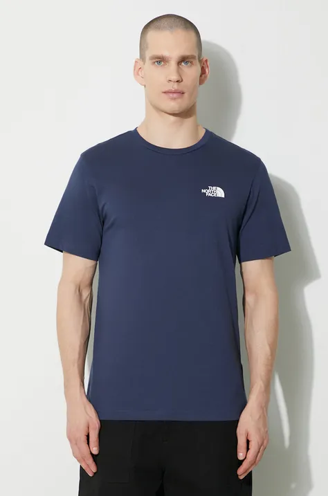 The North Face tricou M S/S Simple Dome Tee bărbați, culoarea bleumarin, cu imprimeu, NF0A87NG8K21