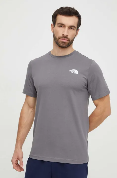 Бавовняна футболка The North Face M S/S Redbox Tee чоловіча колір сірий з принтом NF0A87NP0UZ1