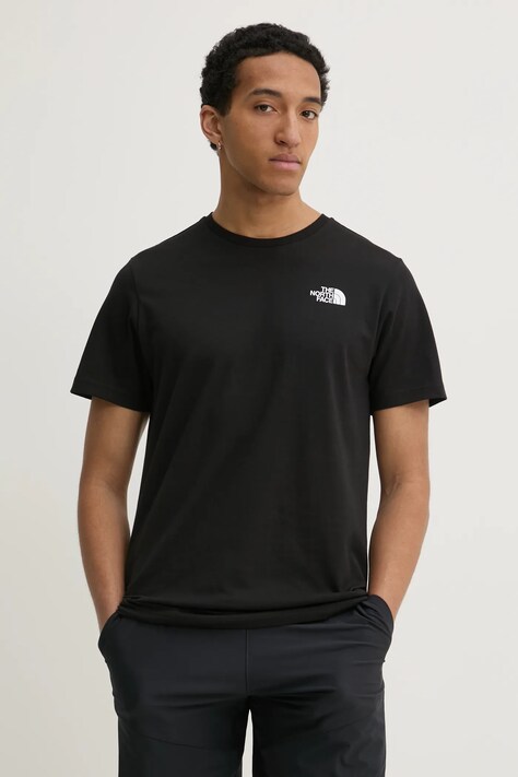 The North Face tricou din bumbac M S/S Redbox Tee bărbați, culoarea negru, cu imprimeu, NF0A87NPJK31