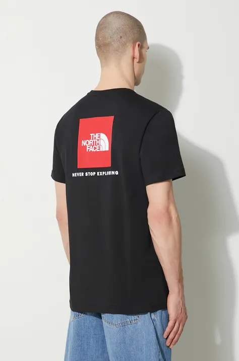 Бавовняна футболка The North Face M S/S Redbox Tee чоловіча колір чорний з принтом NF0A87NPJK31