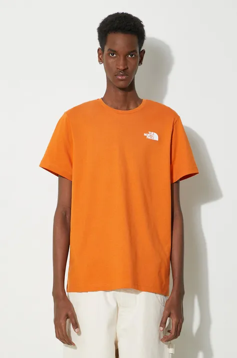 The North Face cotton t-shirt M S/S Redbox Celebration Tee men’s orange color NF0A87NVPCO1