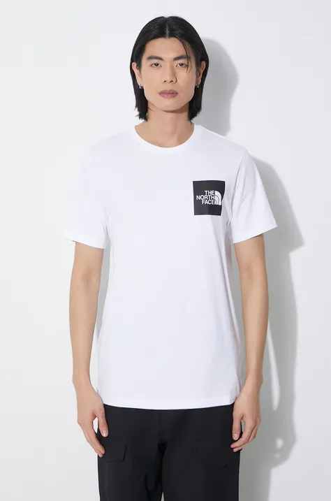 Βαμβακερό μπλουζάκι The North Face M S/S Fine Tee ανδρικό, χρώμα: άσπρο, NF0A87NDFN41