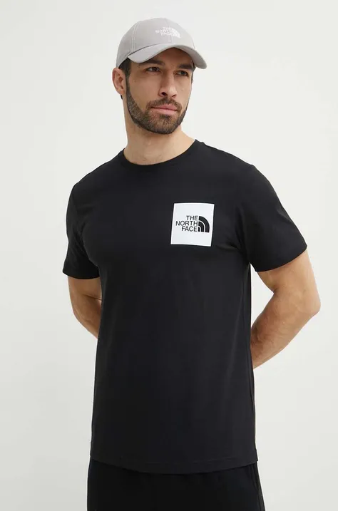 Хлопковая футболка The North Face M S/S Fine Tee мужская цвет чёрный с принтом NF0A87NDJK31
