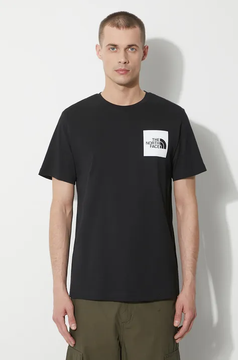Bavlnené tričko The North Face M S/S Fine Tee pánske, čierna farba, s potlačou, NF0A87NDJK31