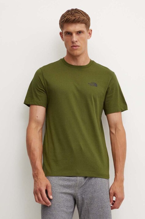 The North Face t-shirt M S/S Simple Dome Tee męski kolor zielony z nadrukiem NF0A87NGPIB1