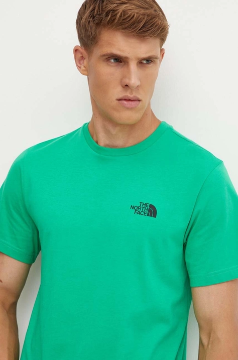 Футболка The North Face M S/S Simple Dome Tee чоловіча колір зелений з принтом NF0A87NGPO81