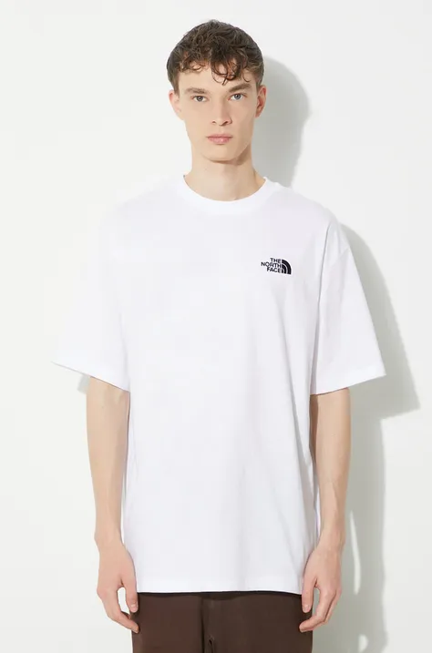 Pamučna majica The North Face M S/S Essential Oversize Tee za muškarce, boja: bijela, s aplikacijom, NF0A87NRFN41