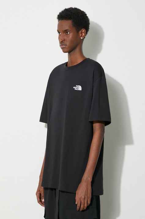 Pamučna majica The North Face M S/S Essential Oversize Tee za muškarce, boja: crna, s tiskom, NF0A87NRJK31