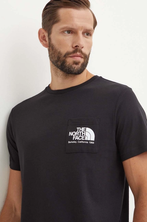 Bavlněné tričko The North Face M Berkeley California Pocket S/S Tee černá barva, s potiskem, NF0A87U2JK31