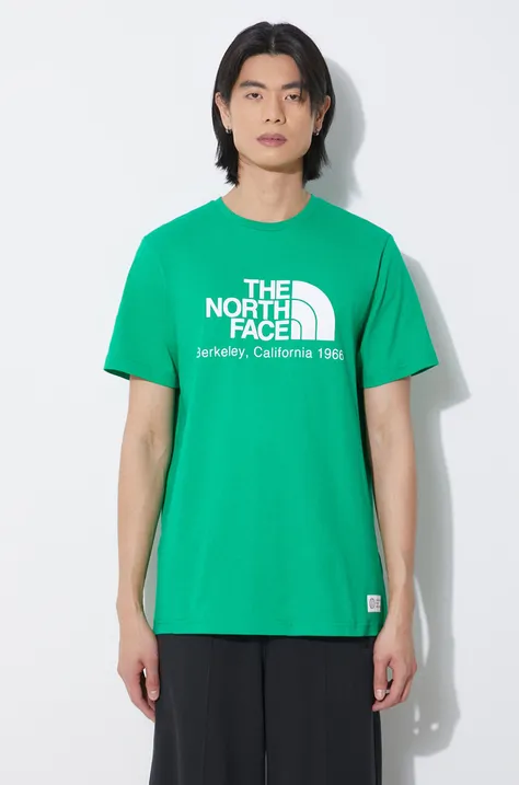 Bavlnené tričko The North Face M Berkeley California S/S Tee pánske, zelená farba, s potlačou, NF0A87U5PO81