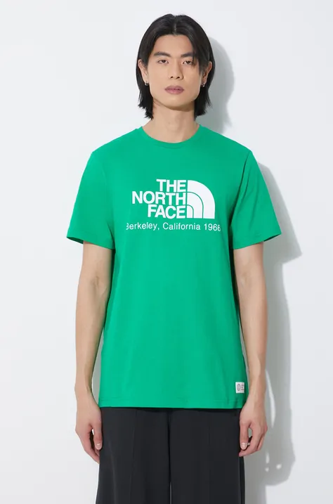 Хлопковая футболка The North Face M Berkeley California S/S Tee мужская цвет зелёный с принтом NF0A87U5PO81