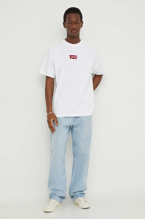 Βαμβακερό μπλουζάκι Levi's ανδρικά, χρώμα: άσπρο
