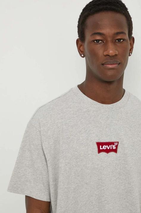 Βαμβακερό μπλουζάκι Levi's ανδρικά, χρώμα: γκρι