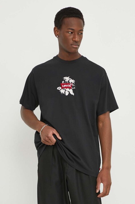 Levi's tricou din bumbac culoarea negru, cu imprimeu, 0008C
