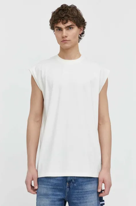 Βαμβακερό μπλουζάκι Karl Kani ανδρικά, χρώμα: μπεζ