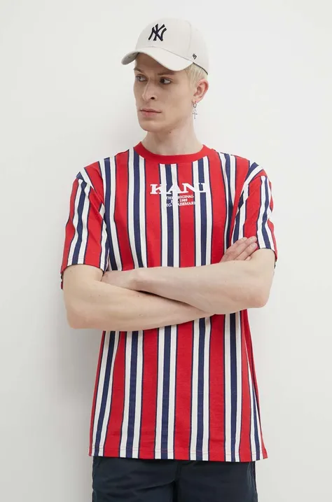 Karl Kani t-shirt bawełniany męski kolor czerwony wzorzysty