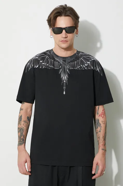 Bavlněné tričko Marcelo Burlon Icon Wings Basic černá barva, s potiskem, CMAA056C99JER0011010