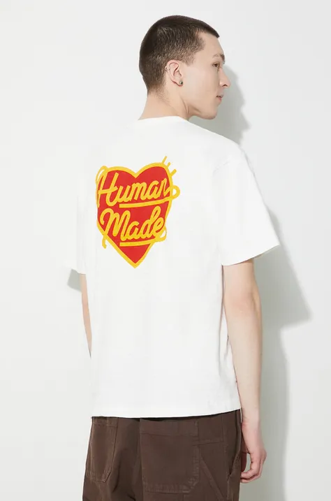 Βαμβακερό μπλουζάκι Human Made Heart Badge ανδρικό, χρώμα: άσπρο, HM27CS002