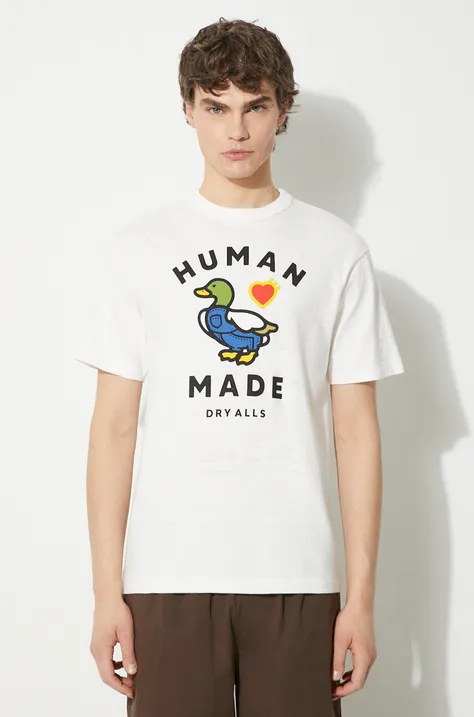 Bavlnené tričko Human Made Graphic pánske, biela farba, s potlačou, HM27TE005