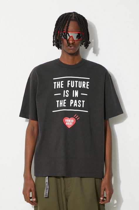Human Made cotton t-shirt Graphic men’s black color with a print HM27TE003